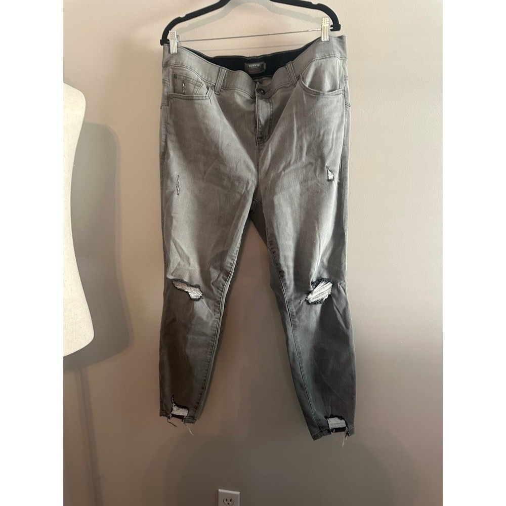 Torrid Bombshell Skinny Jeans Gray Distressed Ripped Super Soft Plus Size 20R
